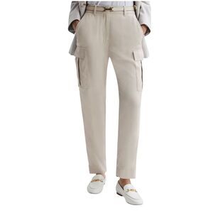 REISS Becca tapered combat trousers in stone size 10